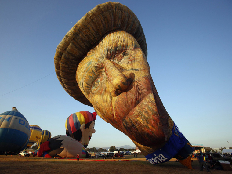 A view of a Van Gogh-inspired hot air balloon being inflated during the Philippine International Hot Air Balloon Fiesta in Pampanga province