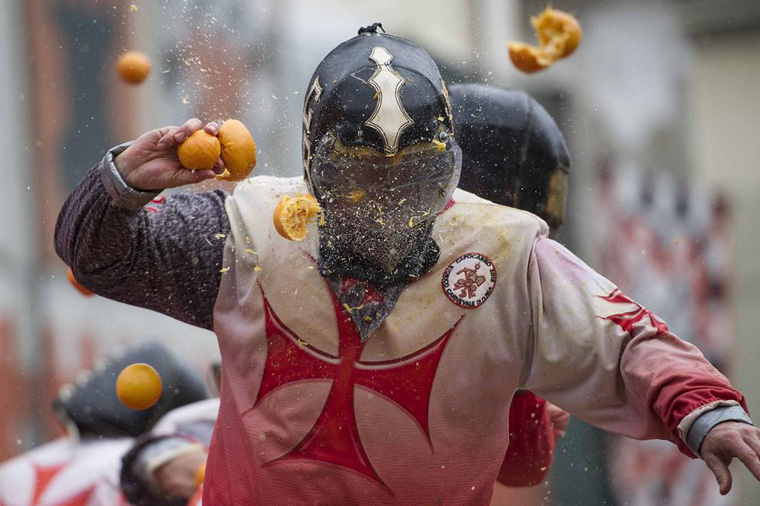 The Battle of the Oranges in Italy